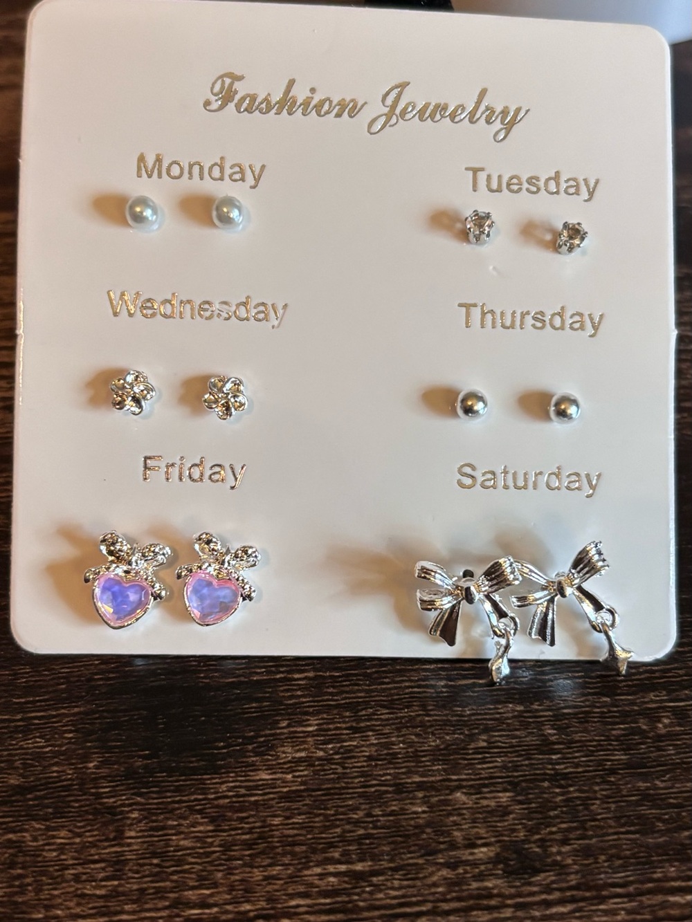 Fashion Jewelry Silver Multi-Pair Earring Set with Pink Heart Accents
